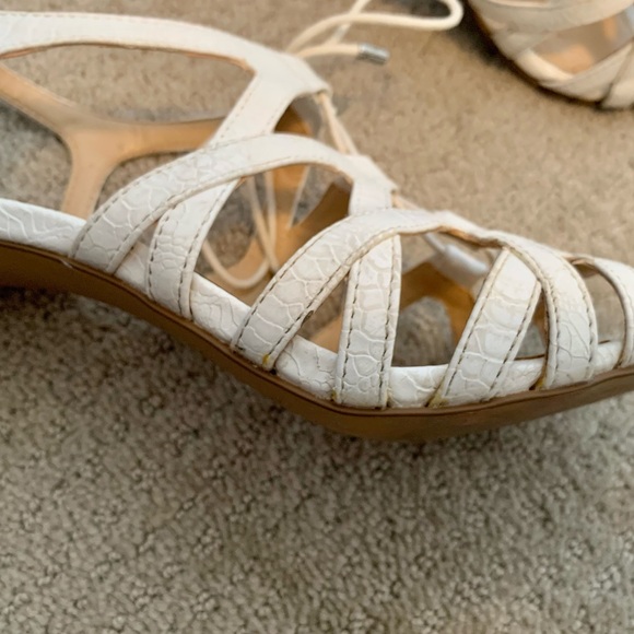 White Lace Up Heels - Picture 14 of 14